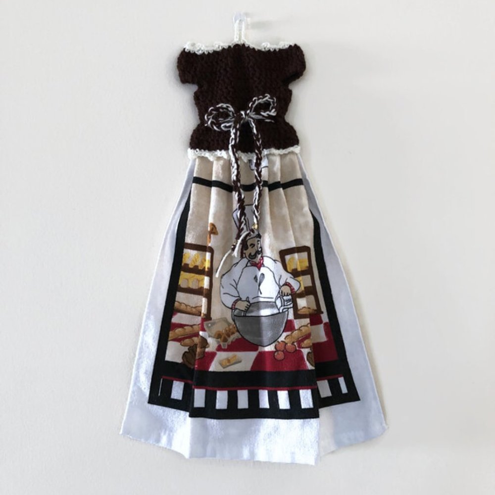 Crochet dress towel, Handmade gift towel